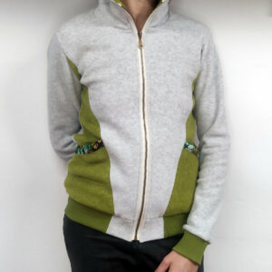 Polaire TAKU femme – Gris clair / vert anis