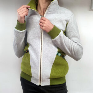 Polaire TAKU femme – Gris clair / vert anis