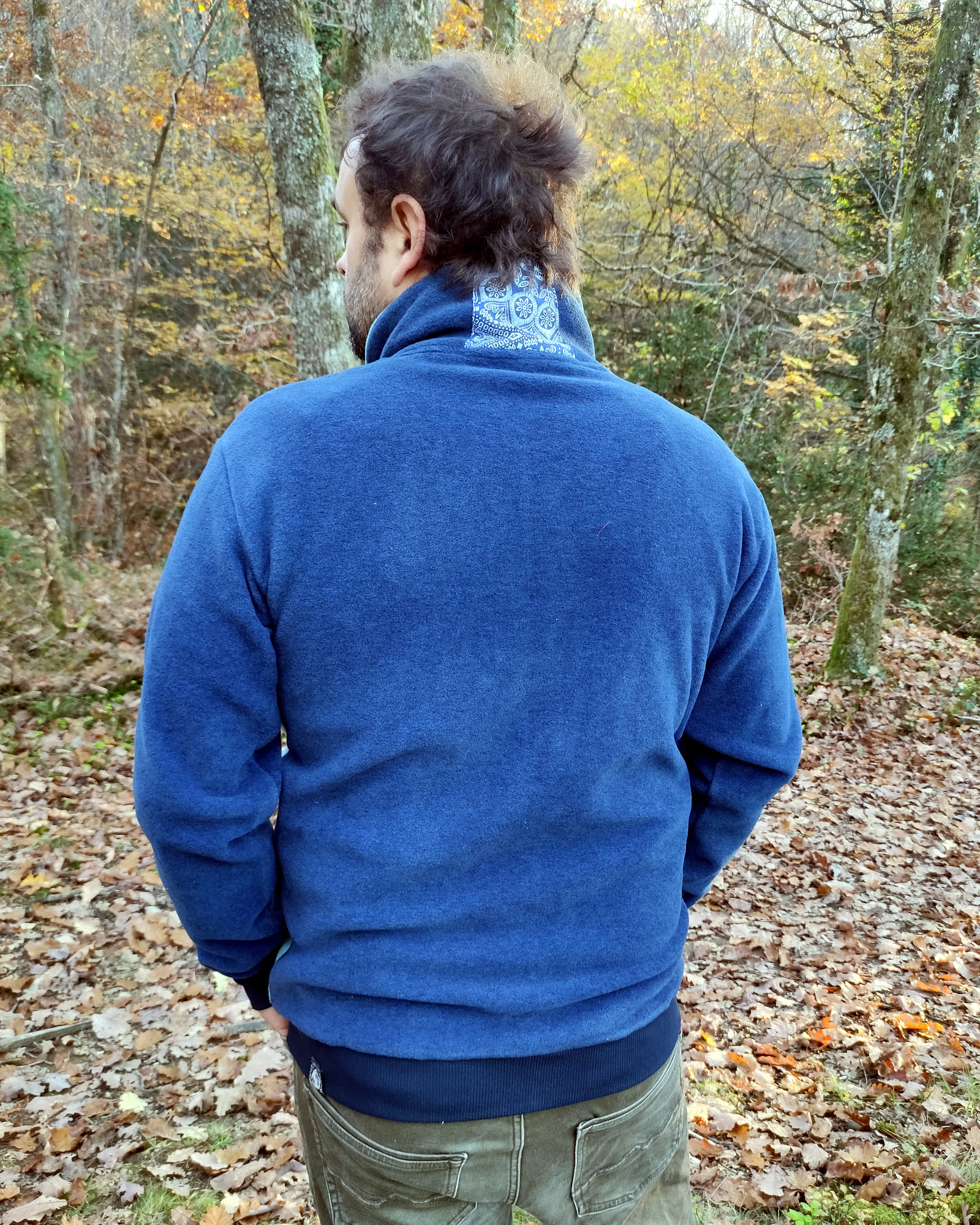 polaire homme fait main en france bleu nuit et sauge