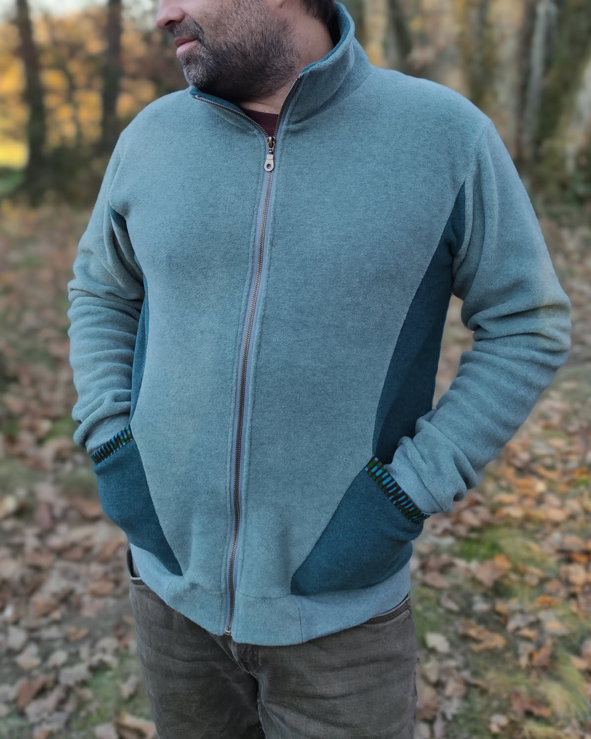 Veste polaire hiver toute douce de couleur vert sauge