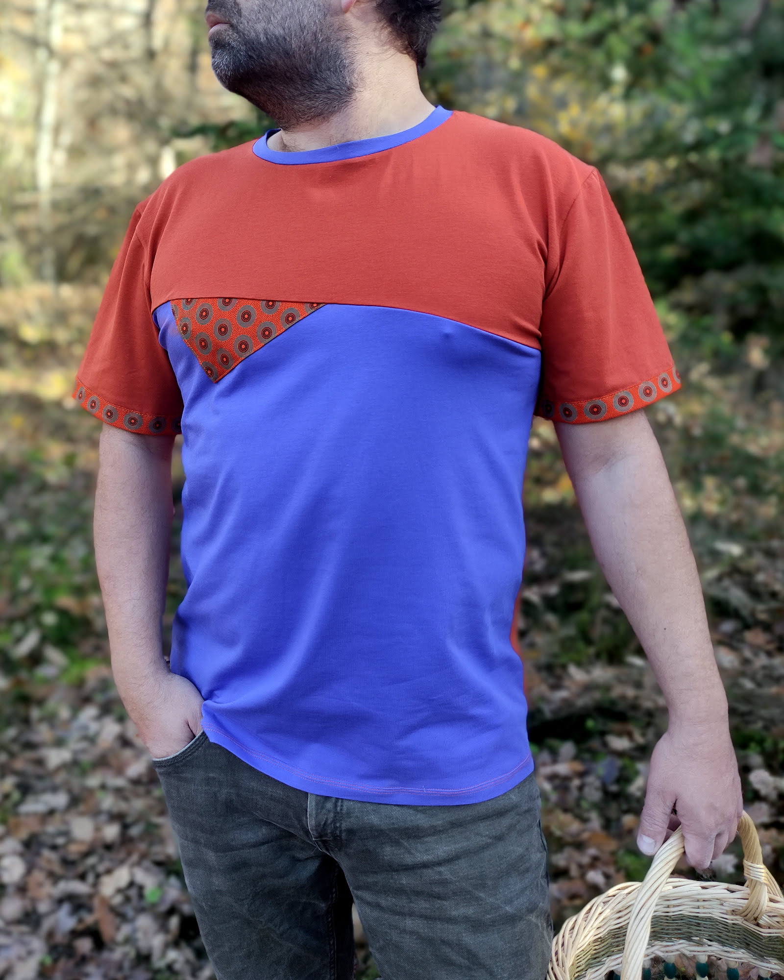 tshirt homme en coton biologique orange et violer